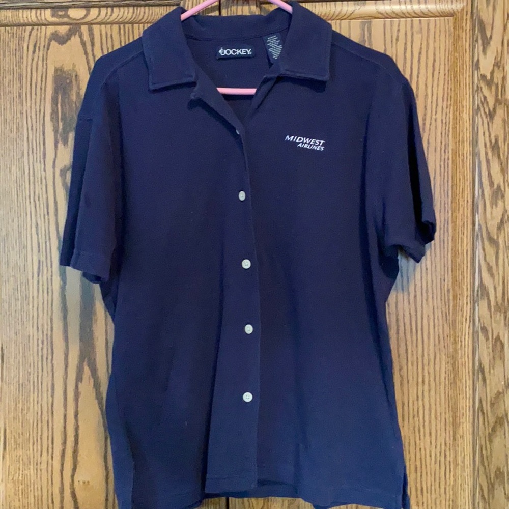 Midwest Airlines ladies button down polo. Size medium.